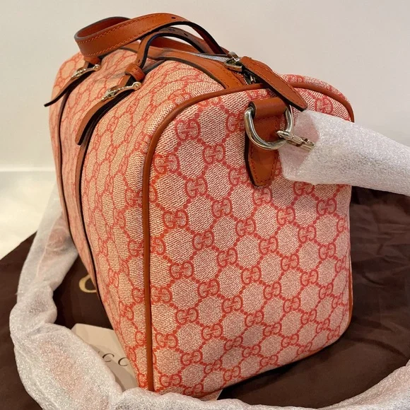 Gucci 322231 nice GG Supreme canvas boston bag Orange - Picture 4 of 11